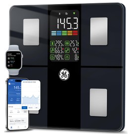 GE Smart Scale for Body Weight: Body Fat Scales Bathroom with BMI Muscle Mass 14 Body Composition Metrics with Large Display Accurate Bluetooth Weighing Machine with App 400 lbs