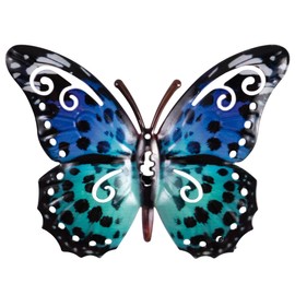 CIM Metal Wall Decoration - Butterfly Blue Dots Mini - 17 cm - Animal 3D Wall Pictures - Wall Decoration Including Practical Wall Mounting - Vivid Wall Sculpture - Gift Idea