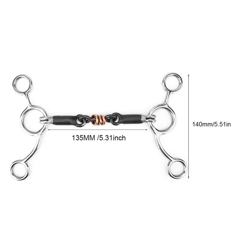 QANYEGN Stainless Steel Horse Chew Bit, Black Snaffle Bit, Gag
