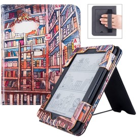 BOZHUORUI Stand Case for New Nook Glowlight 4 (2021 Release)/Nook Glowlight 4e (2022 Release) - Premium PU Leather Book Folio Cover with Card Slot and Hand Strap (Bookstore)