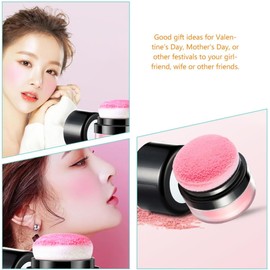 Rubor Suelto para Mejillas con Brocha y Cojín de Aire, Control de Aceite y Tono Coral, Ideal para Maquillaje Diario en Mujeres