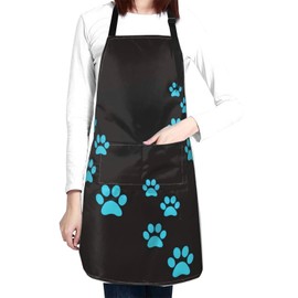 Dog Paws Waterproof Apron With 2 Pockets Cute Cat Animal Paw Kitchen Aprons For Cooking Baking Painting Gardening