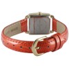 Peugeot Ladies Mini Square Crystal Gold-Tone Dial Blood Orange Red