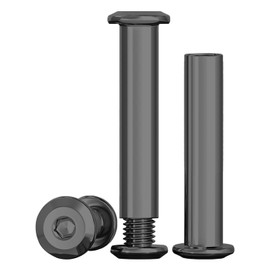 Drenky Barrel Nuts Kit M8 Furniture Connector Nuts Black M8X 35mm 304 Stainless Steel Bolts Rustproof Connection Screws Belt Buckle Binding Bolts for Leather Belt and Furniture Repair, 10 Sets