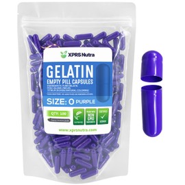 XPRS Nutra Size 0 Empty Capsules - 100 Count Empty Gelatin Capsules - Pills DIY Capsule Filling - Pure Bovine Pill Gel Caps for Do-It-Yourself Supplements (Purple)