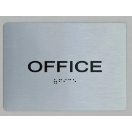BUILDINGSIGNS.COM Office Sign With Braille and Raised Letters (Aluminum, Size 5X7)-REF24-102