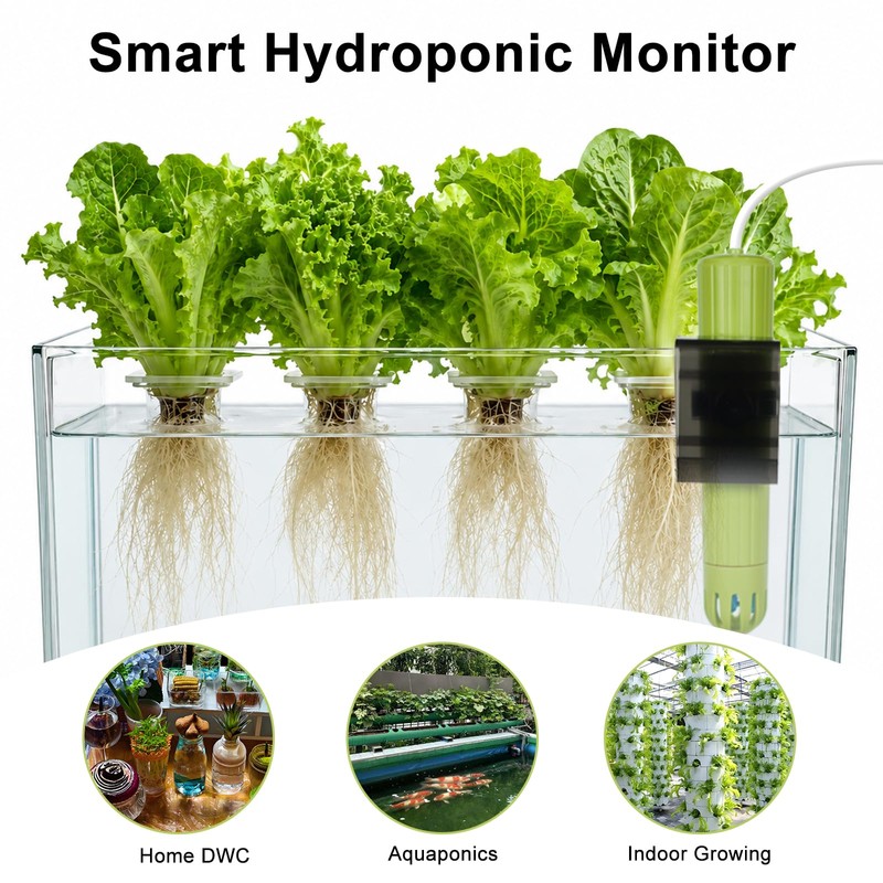 Kactoily Smart 4-in-1 WiFi Hydroponic Monitor, pH EC TDS Temp