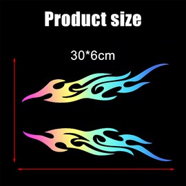 JNNJ 4 Stücke Motorrad Bunte Aufkleber, Autoaufkleber Bunte Autoaufkleber Sonnenschutz, Wasserdicht Auto Karosserieseite Fenster Motorhaube Aufkleber, Bunte Laser-Autoaufkleber Dekoration(Flamme)