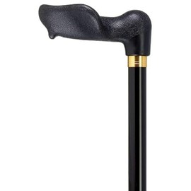 Unisex Adjustable Palm Grip Cane Metallic Black -Affordable Gift! Item #DHAR-9050908