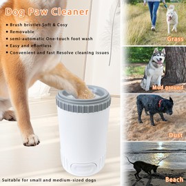 CORIMEI Dog Paw Cleaner with Absorbent Towel, Dog Paw Washer, Muddy Paw Cleaner, Dog Foot Cleaner, Plunger Style Dog Paw Washer, Paw Cleaner for Dogs, Suitable for Small Breed & Medium Breed Dogs