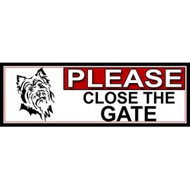 SHAWPRINT Dog Silhouette Theme PLEASE CLOSE THE GATE METAL GATE SIGN 266mm x 87m. (809H2)