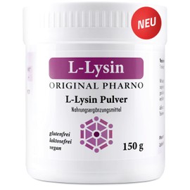 L-Lysin Pulver 150 g – 100% pures Lysin, essenzielle Aminosäure, hochdosiert, vegan, gut löslich & geschmacksneutral – Für Getränke & Smoothies, ohne Zusatzstoffe – Original Pharno