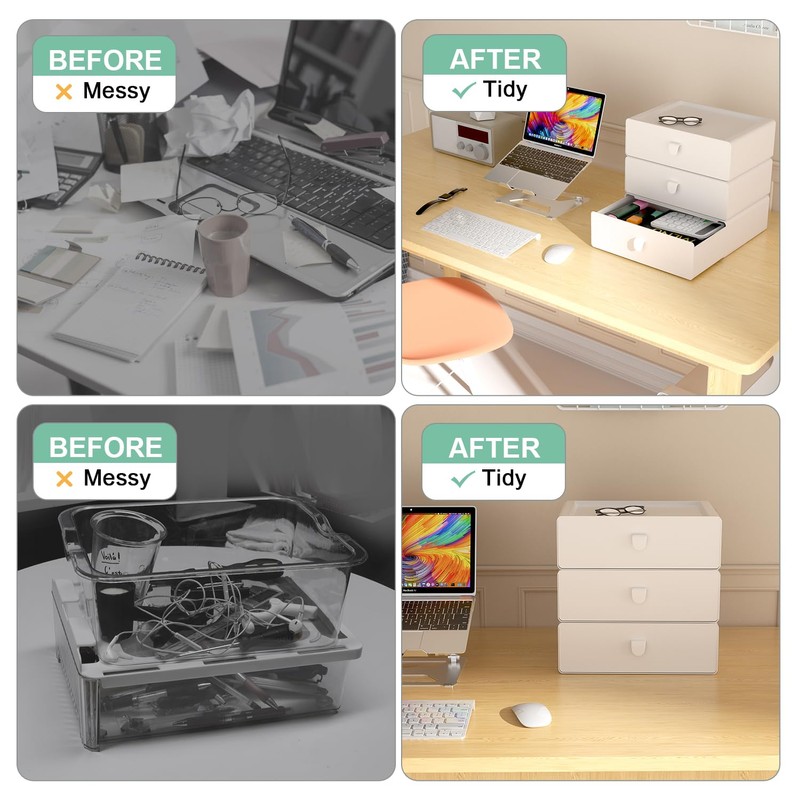 Tynulox Underwear Organizer Drawer, 10 Cells Plastic Panties Drawer, Stackable