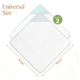 Baby Hooded Towel, Premium Bamboo Infant, 2-Pack, 76x76 cm, Soft Newborn Bath with Hood for Baby Girls & Boys (Seafoam Green/Baby Blue, 76x76)