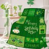 Fuzzy St. Patrick's Day Blanket Gnome Clover Hat Truck Plaid