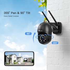 ctronics PTZ Outdoor Surveillance Camera, 1080P Wireless IP WLAN Outdoor Camera with Automatic Tracking, 30 m Night Vision in Colour, 2-Way Audio, IP66 Waterproof, Supports 64 GB TF Cards
