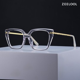 Zeelool Stylish Square Eyeglasses for Women Fashion Clear Glasses with Clear Lens ZJGX415471-03 Crystal