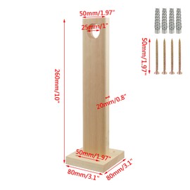 Wealrit 2 Pcs Wooden Curtain Rod Holder Brackets, Closet Rod End Support Wardrobe Rod Socket with Screws Fit for Rod 25mm Diameter Pole(10 inch)