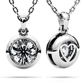 Moissanite Necklace for Women Solitaire Bezel Pendant Sterling Silver Lab Created Gem Jewelry for Her Gift for Mothers Day Wedding Anniversary Birthday to My Wife Daughter Mom Grandma Girlfriend 2ct