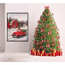 RUIHA Christmas Diamond Painting Kits,Winter Diamond Art Kit for Adults,5D Truck Paint with Diamond Full Drill for Parents-Children Interrction,Wall Decor(12x16)