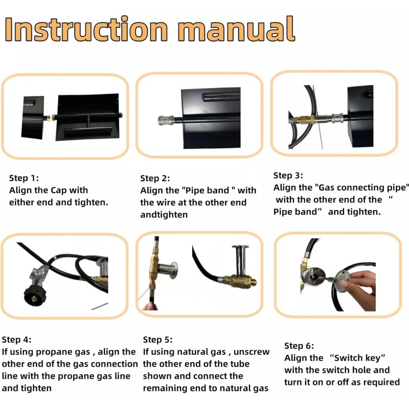 Garvee 22.5"x6" Rectangle Drop-in Fire Pit Pan Burner Kit Natural