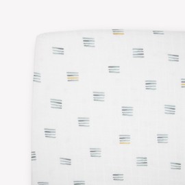 Little Unicorn Fitted Crib Sheet | Super Soft | Sized for Standard Baby Crib Mattress & Toddler Bed | Cozy Bedding Sheet for Boys and Girls | Machine Washable | 52” x 28” x 6” (Blue Stacks)