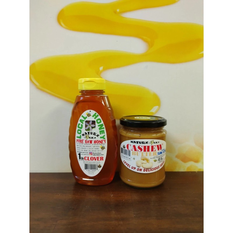 NATURZ BEEZ RAW HONEY CLOVER 1Lb / 454g with Free