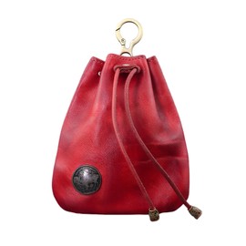 LFWATAXY Genuine Leather Medieval Coin Purse Waist Bag, Coin Organizer, Change Holder, Small Leather Drawstring Pouch for Men & Women, Red, Vintage Leather
