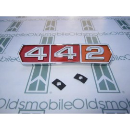 NORS 1966 Olds Cutlass "442" Grill Emblem with Hardware | Chrome Plated Tri-Color