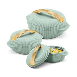 MILTON Oyster Regular Gift Set PU Insulated Casserole, Set of 3 (860 ml, 1275, 1910 ml), Light Green, BPA Free, Food Grade, Hot and Cold, Easy to Carry, Easy to Store, Chapati, Roti, Curd Maker