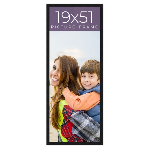 19x51 Frame Black Real Wood Picture Frame Width 0.75 Inches