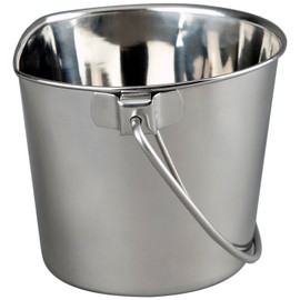 Advance Pet Products 2 Quart Heavy Duty Stainless Steel Flat Side Bucket | Durable Food & Water Pail for Dogs, Cats, Kennels, Cages and Critter Crates | Multi-Purpose Bucket