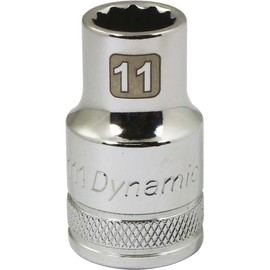 Dynamic Tools D015111 1/2" Drive 12 Point Metric Socket with 11mm Standard Length, Chrome Finish