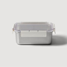 JAJU [JAJU] Stackable Stainless Steel Modular Airtight Container 1.6L White