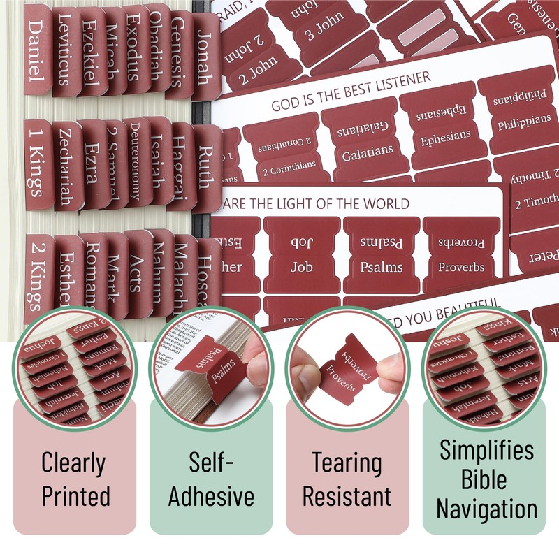 Mr. Pen- Bible Tabs, 75 pcs, Mahogany, Laminated Bible Tabs