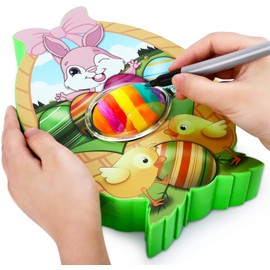 Easter Egg Decorator Kit, Egg Painting Kit with Egg Spinner, Easter Egg Coloring Kits with 3 DYE Eggs, 8 Colorful Quick Drying Markers, DIY Easter Eggs Painting Decorating for Kids Gifts