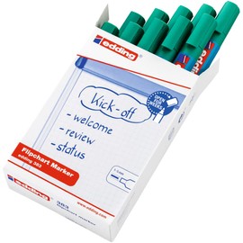 edding 388 Flipchart Markers - Green - 10 Pens - Chisel Tip 4-12 mm - Pen for Writing, Drawing and Marking on Flipcharts - Ink Does Not Bleed Through Paper - Does Not Dry Out - Intensive Colour
