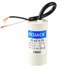 BOJACK Condensador de funcionamiento 30 uF MFD 250V AC 30 MFD CBB60 Condensador de funcionamiento de motor cilíndrico de 2 cables 50/60Hz para reemplazo de compresor de aire del ventilador del motor y