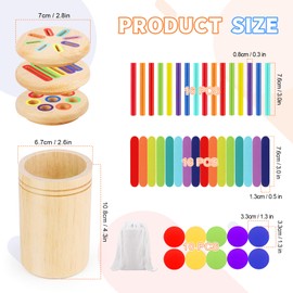 TNEDFOD Montessori Toy from 1 Year, 3-in-1 Wooden Toy Children's Colour Sorting Game, Colours and Shapes Sorting Game for Girls Boys Baby Motor Skills Toy from 1 2 3 Years