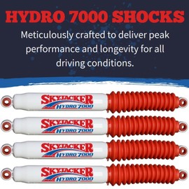 TrendsAuto Set of Hydro 7000 Series Front & Rear Hydraulic Action Shocks fits 2000 2004 F250 Super Duty with 4-5” Front & 2-5.5” Rear Lift | Durable Construction | Velocity-Sensitive Valving