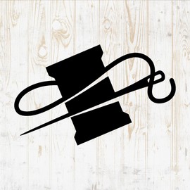 6 in Sewing Sticker - Machine Scissors Clothing Needle Iron - Vinyl Decal for Wall Car Home Bike Bottle Phone Laptop DWSV2500