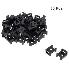 uxcell Cable Tie Mount Base Saddle Type Wire Holder Nylon 9.2mm Hole Width Black 50Pcs