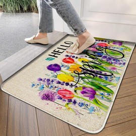 Safarsa Tulips Welcome Mats Outdoor Door Mat 30" x 17" Non-Slip Washable Mats Indoor Entrance Front Doorma