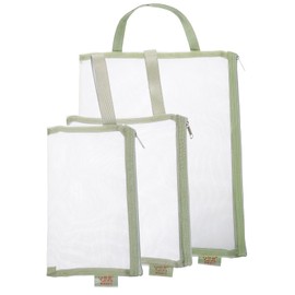 sourcing map Mini Zipper Mesh Bag, 3 Pcs Multiple Size Nylon Makeup Zipper Mesh Pouch, Cosmetic Case Mesh Storage Bags for Travel Organizer, Green(A4/A5/A6)