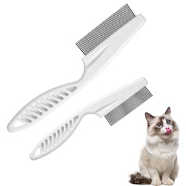 Flea Comb Lice Brushers with High Strength Teeth for Dogs and Cats 2pcs Flea Combs with Plastic Handle Tick Combs Fine Tooth Dog Comb for Grooming Float Hair Remover Face, Paws, and Body