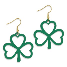 JeanBeau St Patricks Day Green Shamrock Earrings for Women, Irish Clover Leaf Dangle Drop Trendy Outfit Accessories Jewelry Gift