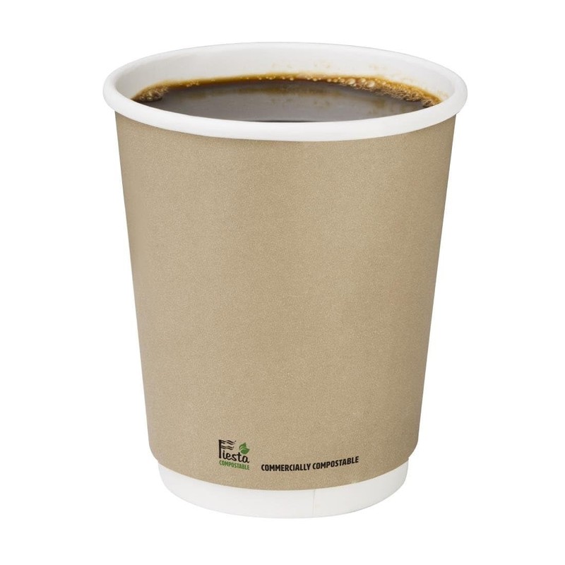 Fiesta Compostable Hot Cup Double Wall Kraft, 8 oz, Sleeve