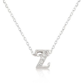 Micro-Pave Initial Z Pendant 16 Inch + 2 Inch Extender