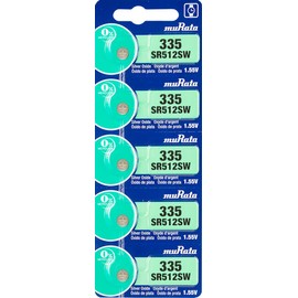 Murata 335 Battery SR512SW 1.55V Silver Oxide Watch Button Cell (5 Batteries)