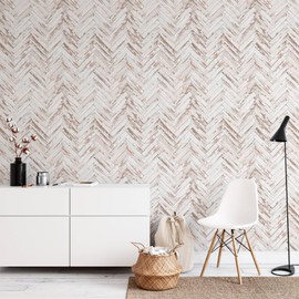 Vintage White Wood Peel and Stick Wallpaper Rustic Removable Contact Paper Herringbone Wood Boards Plank Self Adhesive Wall Paper for Rooms Kitchen Countertop Cabinet (17.7" x 78.7")